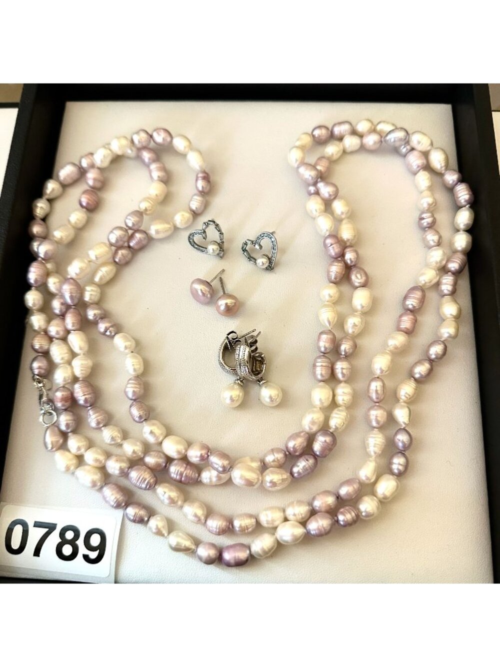 Jewelry Lot Honora Freshwater Pearl Necklace Light Purple Sterling Earrings